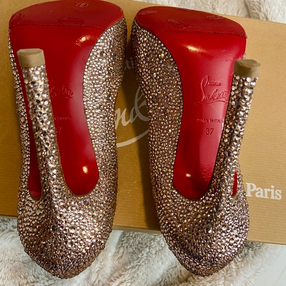 CHRISTIAN LOUBOUTIN FLO STRASS 120 Suede Burma specchio toe rose antique size 37 - Picture 3 of 7